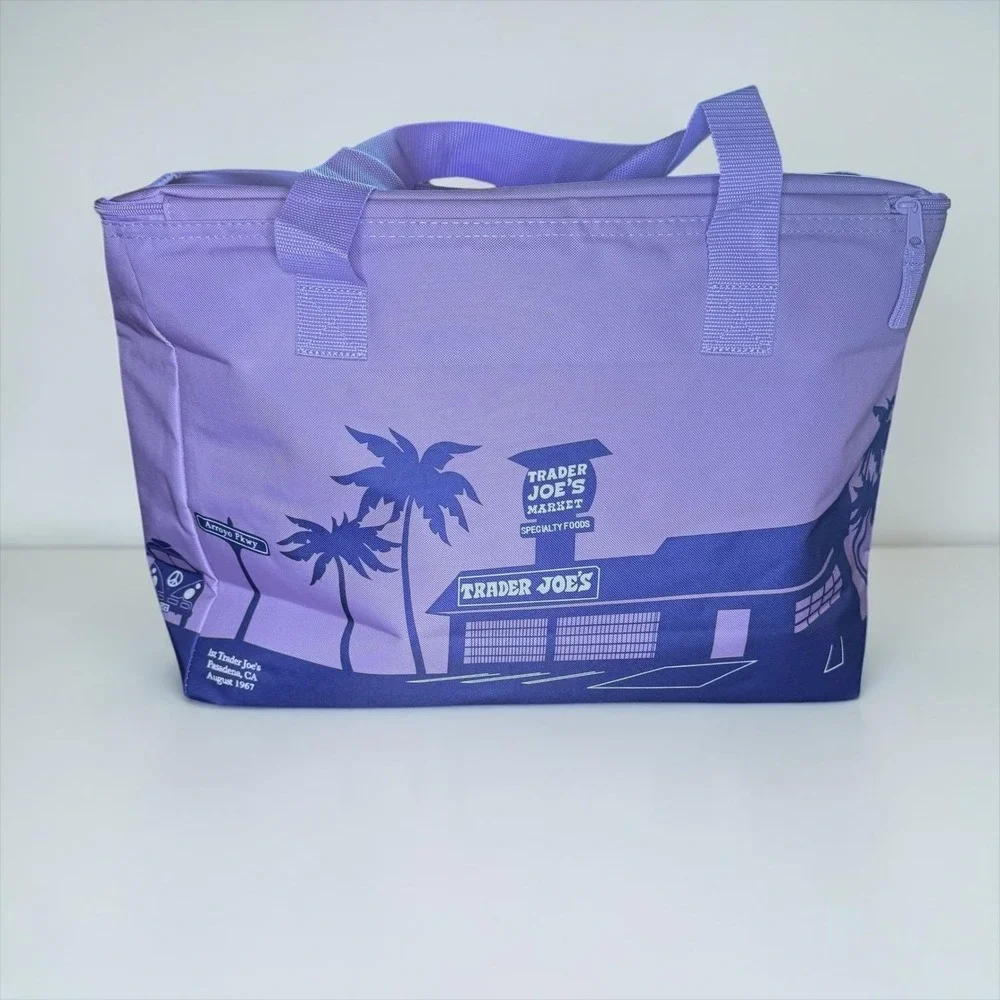 Trader Joe's Large Reusable Insulated Shopping Bag Lavender Purple 8 Gallon NEW